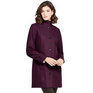 Lands End Women’s 4 Small Fit & Flare Wool Blend Dress Coat Button Front Pockets